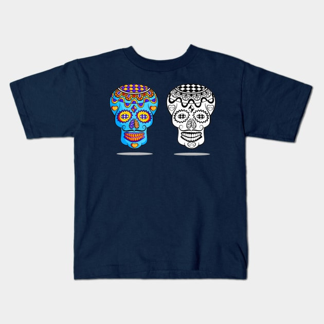 Set of Mexican sugar skulls with mustache Kids T-Shirt by TheSkullArmy